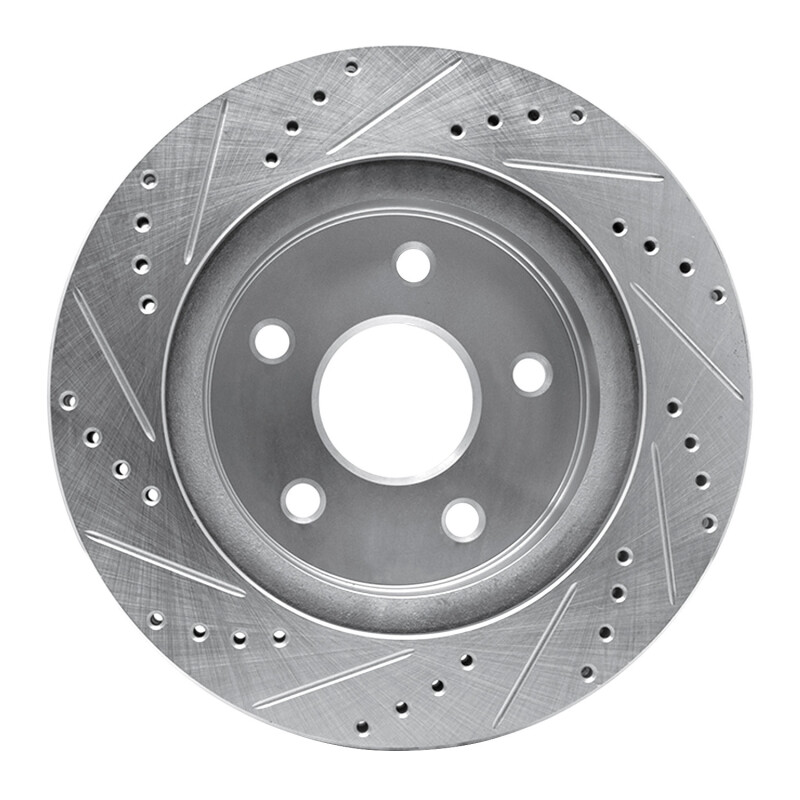 Chrysler Aspen Brake Rotor (1) - Front Right - R1 Concepts - Drilled & Slotted - Silver - `02-`24